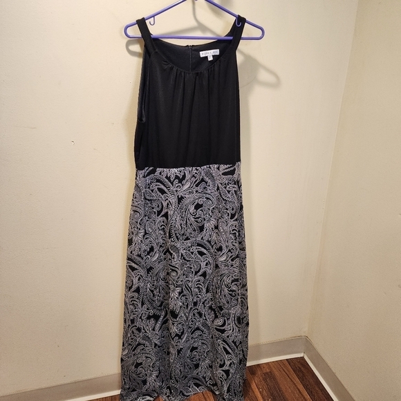 ROBI BEE women's plus size maxi sleeveless shirred neck black and white size XL - Picture 5 of 13